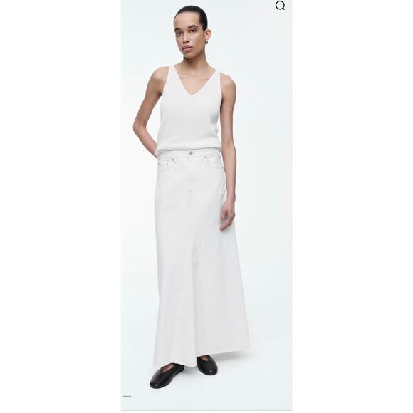 COS PANELLED DENIM MAXI women’s SKIRT (new) off white size 12 - Picture 1 of 8